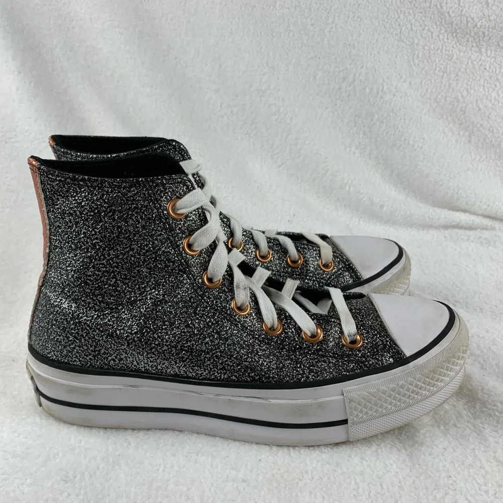 Converse Chuck Taylor All Stars Womens 6 Lift Platform High Top Metallic Glitter - Picture 7 of 11